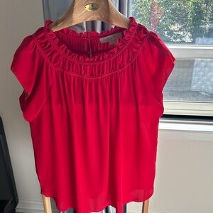 LOFT Scarlet Ruffle Neck Blouse
